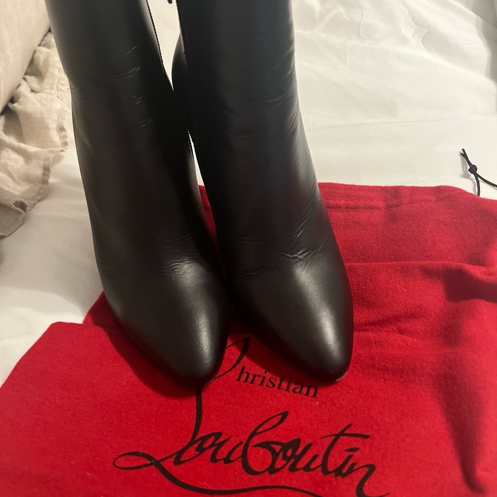DREAMY and oh so versatile Louboutin booties. Size 37 ½.  4”heel